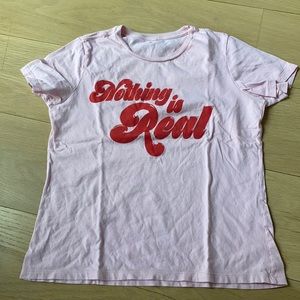 Vintage pink and red logo T